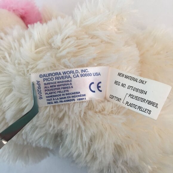 Aurora Chloe Puppy Dog Mini Flopsie Plush 8" Cream Pink Spaniel Stuffed Animal - Picture 6 of 7